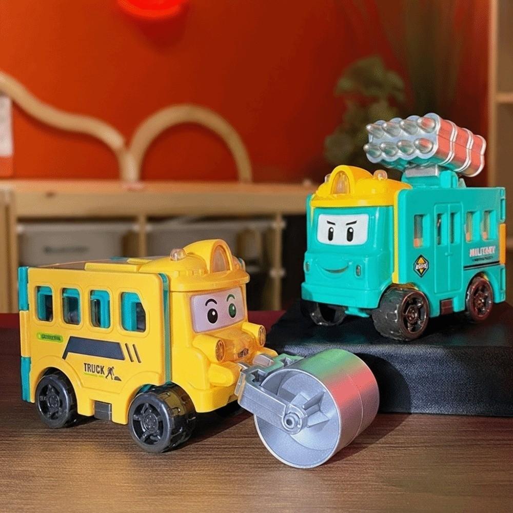 Pull Back Inertia Engineering Vehicle Double-Sided Pull Back Trucks Transformable Car Toy Kids