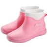 Fashion Short Tube Girls Rain Shoes Low Top Waterproof Shoes Kitchen Low Tube Rubber Shoes Car Wash Water Boots Plus Cotton Wool Rain Boots