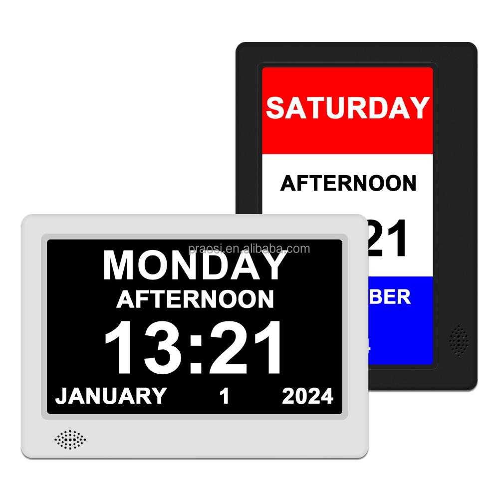 7 Inch Memory Loss Alzheimer Large Display Digital Calendar Clock Dementia Day Alarm Clock ( WIFI or Withth WIFI Optional )