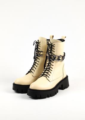 Ботинки с цепью 11298 36 Молочный кожа