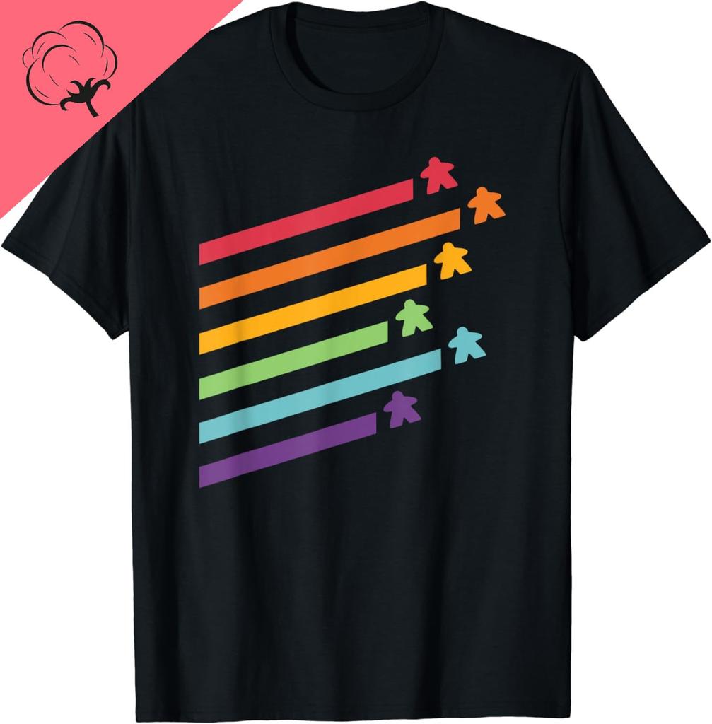 Board Game Meeple Retro Stripes TShirt Graphic T Shirts Women Clothes Tops Camisetas Vintage ClothesRopa De Mujer