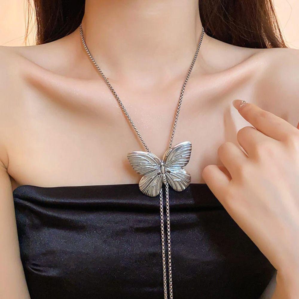 Sweet Butterfly Necklace Flower Women's Choker Adjustable Y2K Tassel Necklace Gifts