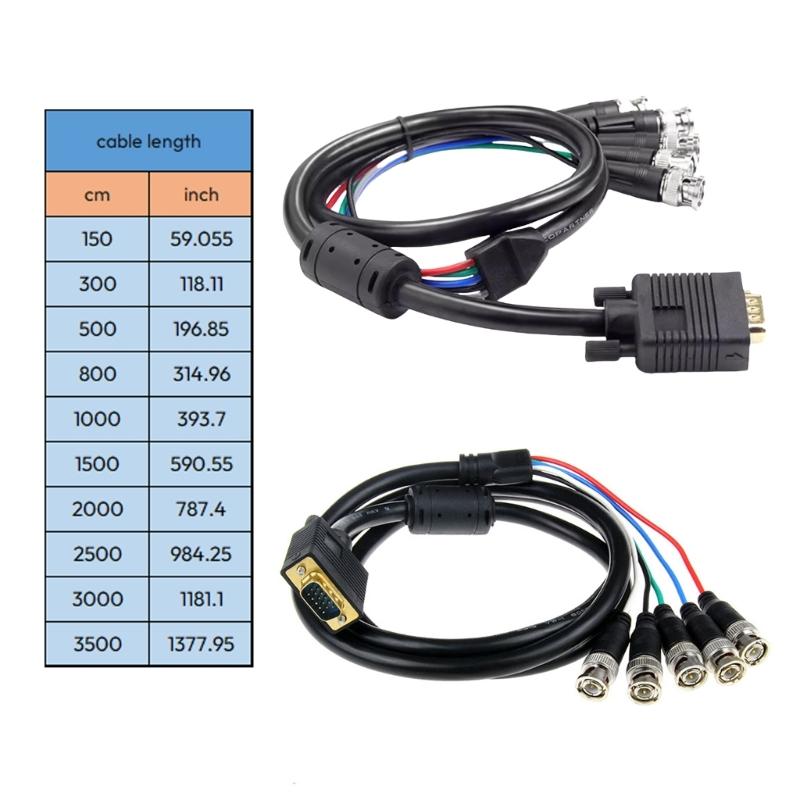 Кабель VGA на 5 BNC RGBHV, разъемы папа, соединительный шнур, высокое разрешение, для цифровых экранов и мониторов