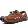 Mens Genuine Leather Sandals  Closed Toe Sandals Hand-stitched Summer Men Sandals Breathable Outdoor Men Beach Sandals