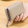 Yocipa Genuine leather compact multifunctional Wallet ladies leather tri-fold mini wallet skimming prevention coin purse card holder Coin case small