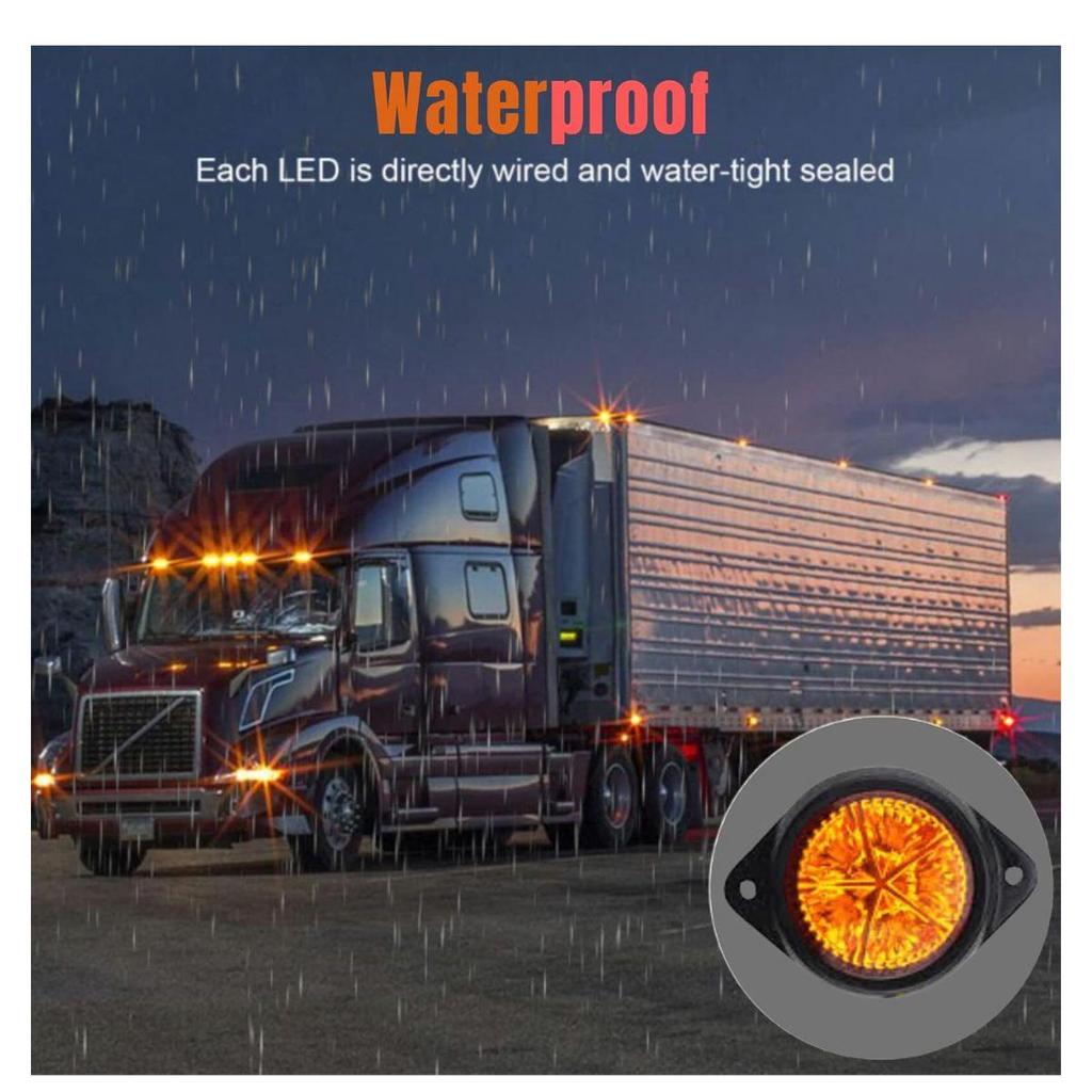 18 Pack LED Truck Trailer Amber Side Marker Lights | Chicken Lights | Waterproof 24V | Universal Fit for Semi Trucks & Cargo Trailers