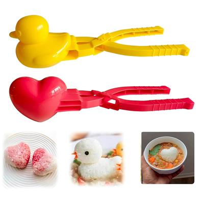 1 шт. Форма для риса в виде утки DIY Снежколеп Форма для рисовых шариков с ручкой Зимние снежные игрушки Милый животный Формовщик риса Для детей и взрослых