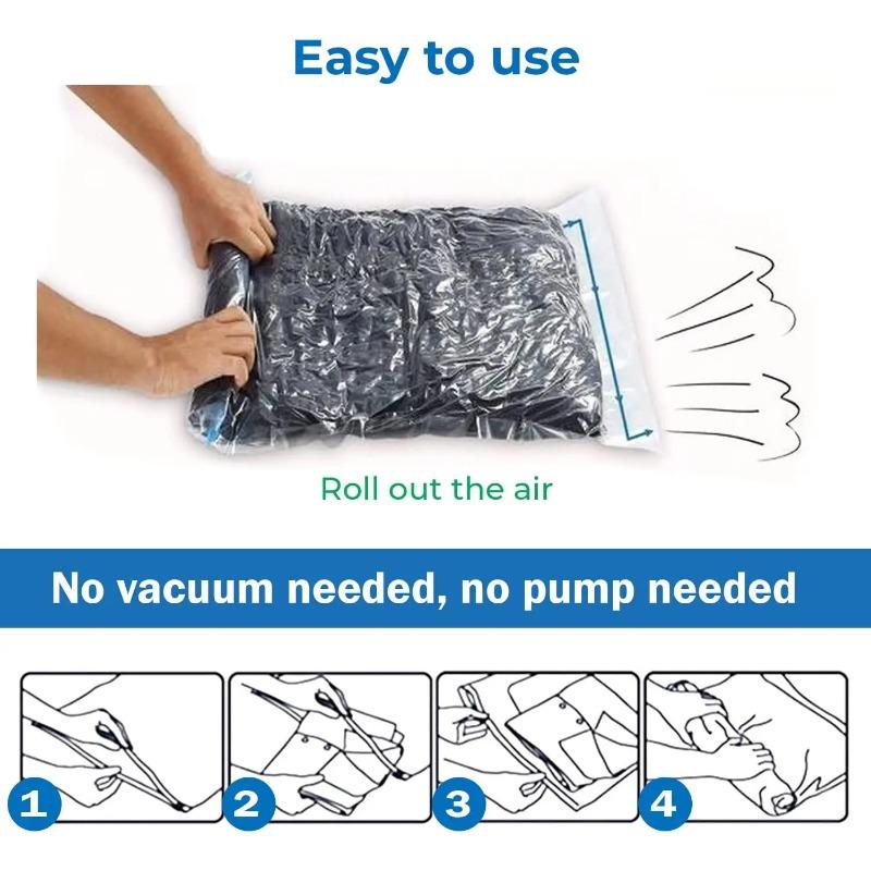 1-10 шт. рулонных компрессионных мешков, многоразовые вакуумные мешки для хранения, органайзер для путешествий, экономящие место в чемодане, насос не требуется