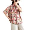 Летняя женская новая корейская версия однобортной свободной рубашки с короткими рукавами и принтом на лацканах