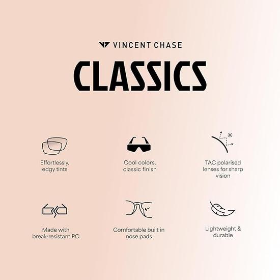 Vincent Chase от Lenskart | Полная квадратная оправа | Классика | Поляризованные и 100% защита от УФ-излучения | Для мужчин и женщин | Большие | VC S16748
