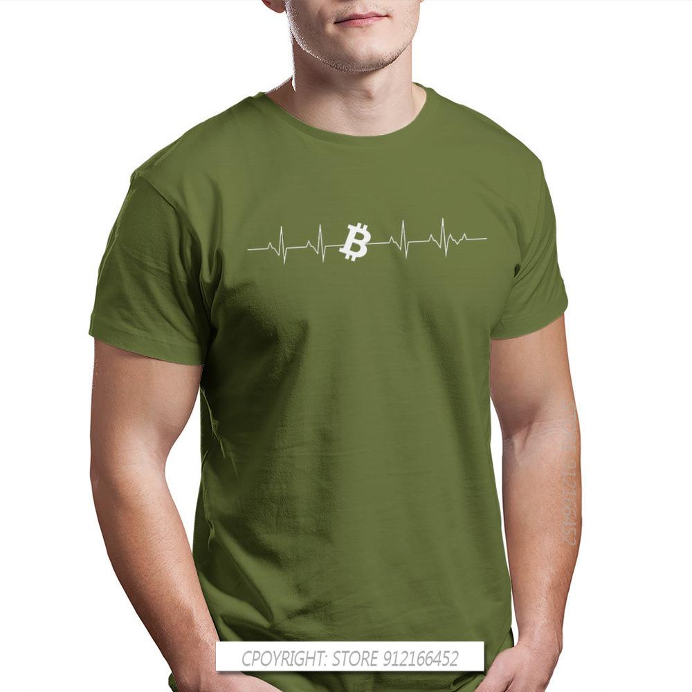 Bitcoin Знак Искусство Сатоши Накамото Сердцебиение Футболка Мужская Одежда Харадзюку Мода Футболка с Принтом