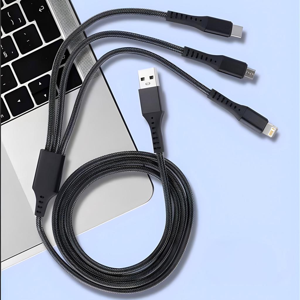 3 in 1 USB Cable Micro USB Type C Charging Cable For iPhone 14 13 12 Huawei Honor Xiaomi 13 ViVo Oppo Data Cord