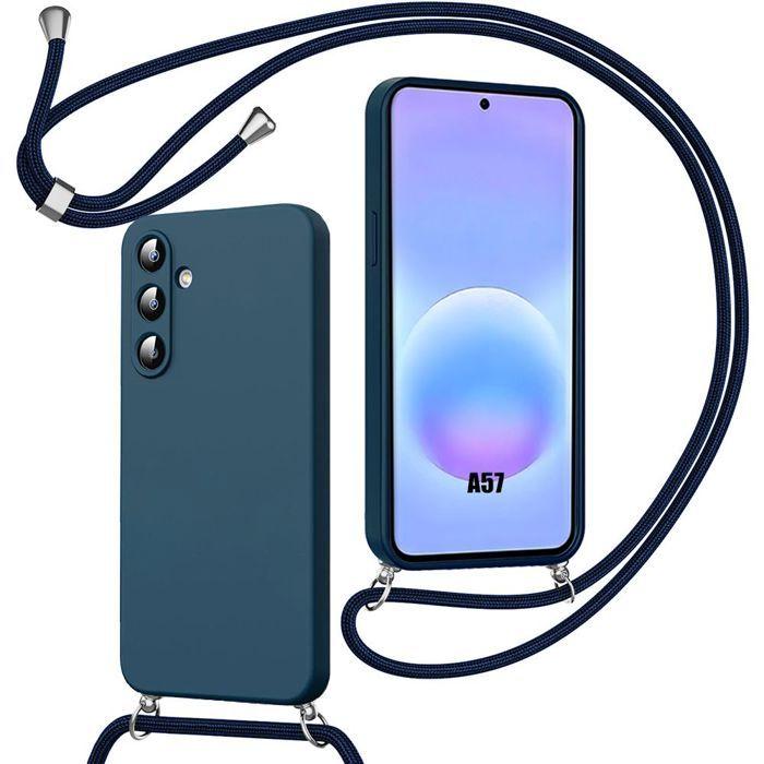 Чехол для Samsung Galaxy A57 5G, Силиконовая защита от царапин с синим шнурком