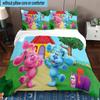 Cartoon Blue dog 3pcs Bedding,Including 1pc Duvet Cover And 2pcs Pillowcases Perfect for Christmas,Ideal for Bedroom, Dormitory