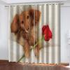 3D Print Cheap Modern Animal Dog Cute Semi Blackout Polyester Kids Window Curtain In the Living Room Bedroom Home Decor Hooks