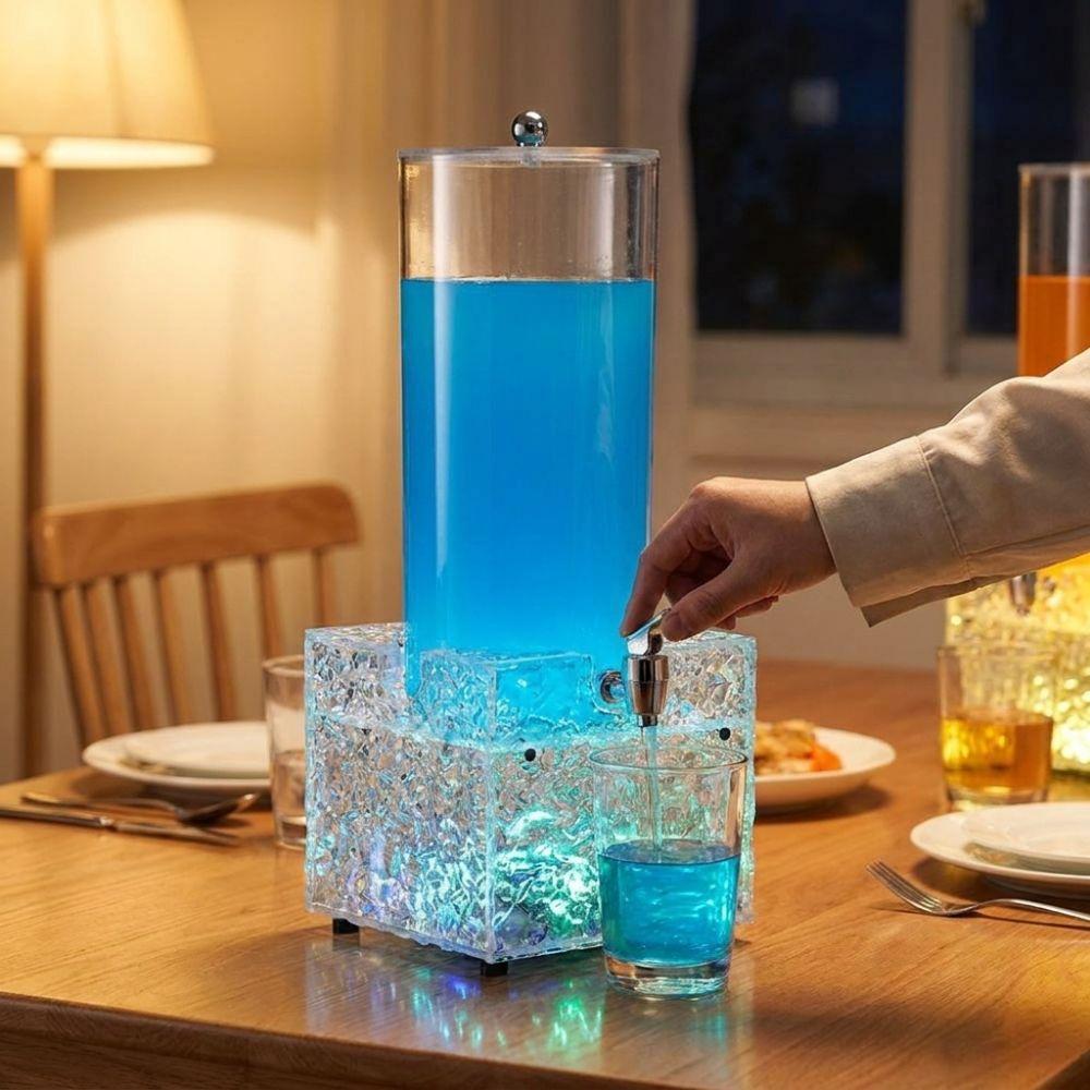 Acrylic LED Luminous Beer Tower Unbreakable Juice Dispenser with Tap Home Office