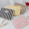 Women Stripe Comestic Case Clutch Pouch Canvas Makeup Storage Bag Women Handbag Portable Toiletry Travel Organizer Case