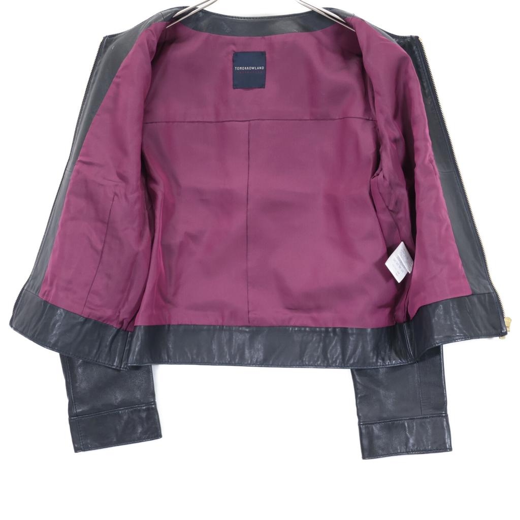 TOMORROWLAND Navy Lambskin Collarless Single Rider's Jacket Jacket 36 NavyUsed