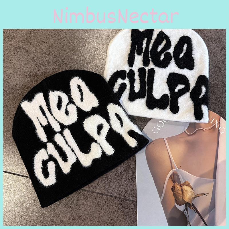 Street Style Letter Pattern Neutral Plush Casual Knitted Hat For Fall And Winter