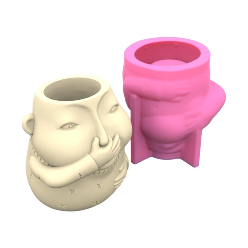 Cute Funny Boy Flower Silicone Molds Pen Holder Epoxy Resin Mold Succulent Planter Making Tool for Crafts