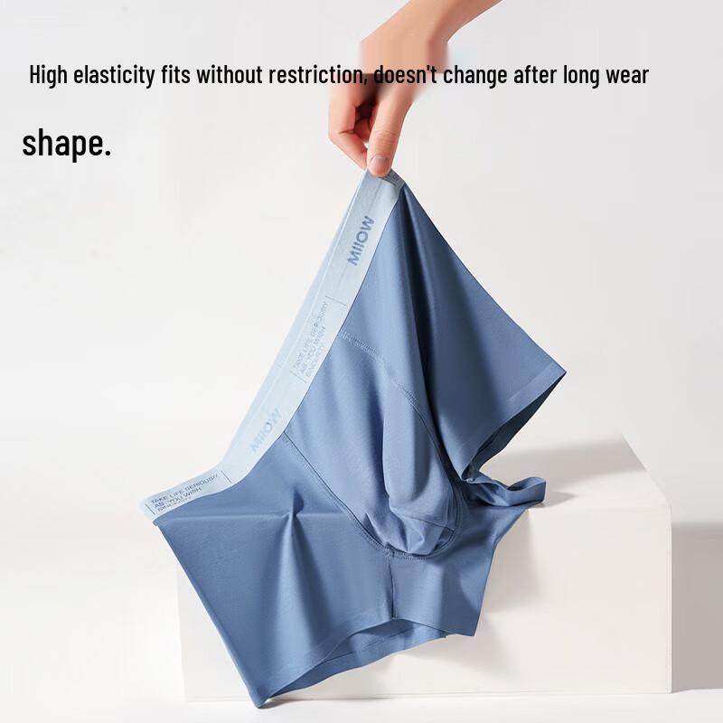 MIIOW Мужские антибактериальные бесшовные модальные боксеры-брифы из 7A шелка, 4 штуки