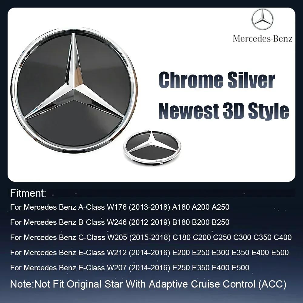 Car Sticker 2025 Hot For Mercedes Benz Front Grill Mirror Emblem Black And Silver Newest 3D Style Emblems Fit For Mercedes Benz