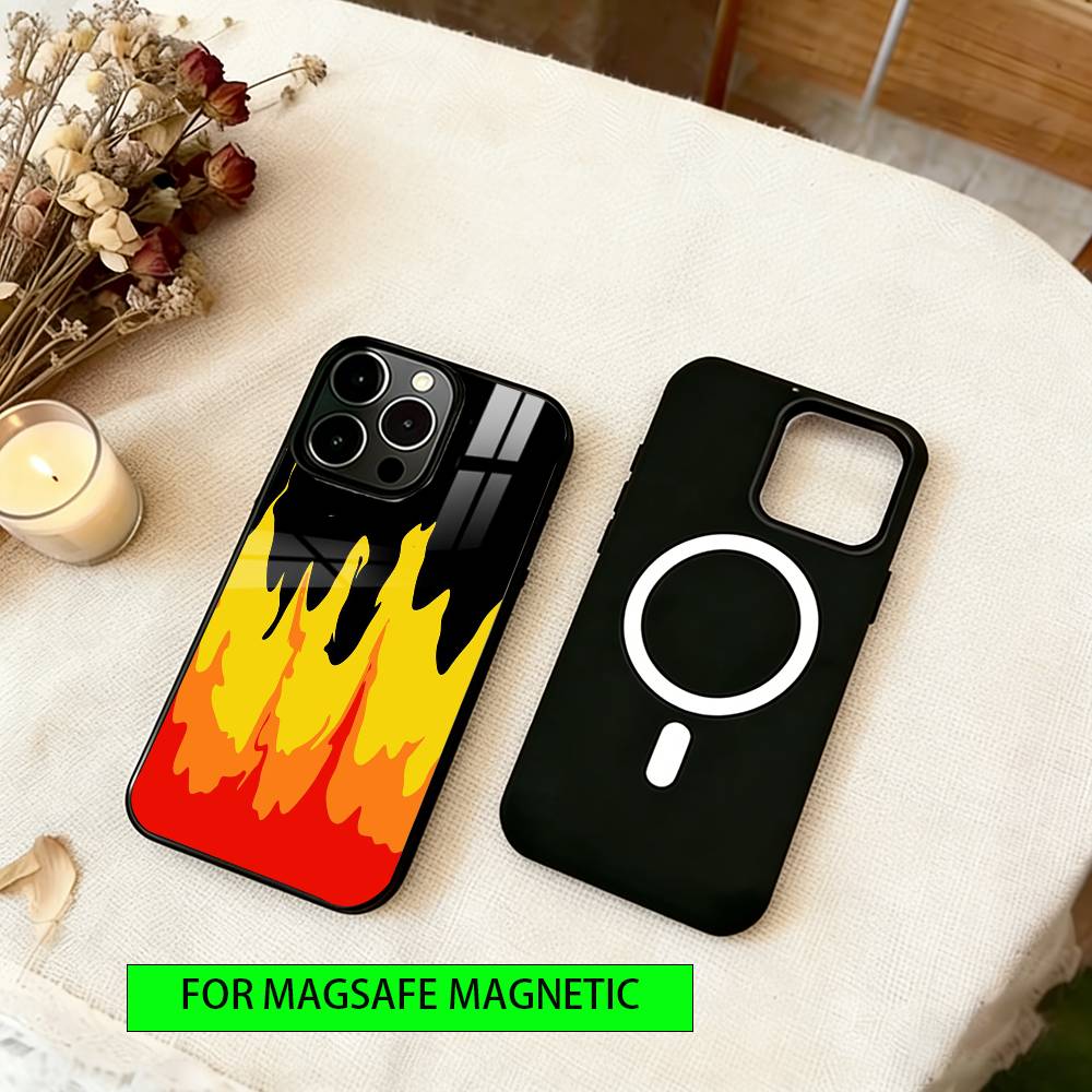 Огненный чехол для iPhone 17, 16, 15, 14, 13, 12, 11 Plus, Pro, магнитный, для MagSafe, беспроводной зарядки