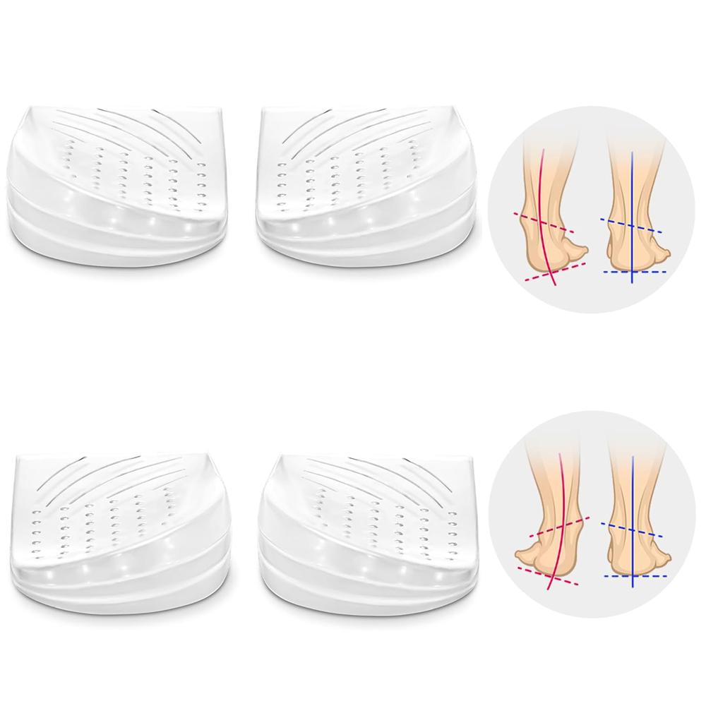 2 Pairs of 3-Layer Adjustable Heel Wedge Pads for Supination and Pronation Correction - Silicone Heel Insoles for Foot Alignment and Knee Pain Relief