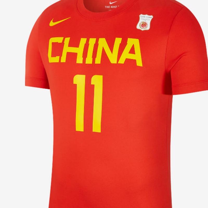 Nike Футболка болельщика сборной Китая - Yi Jianlian #11 Мужские топы красные BQ3757-640