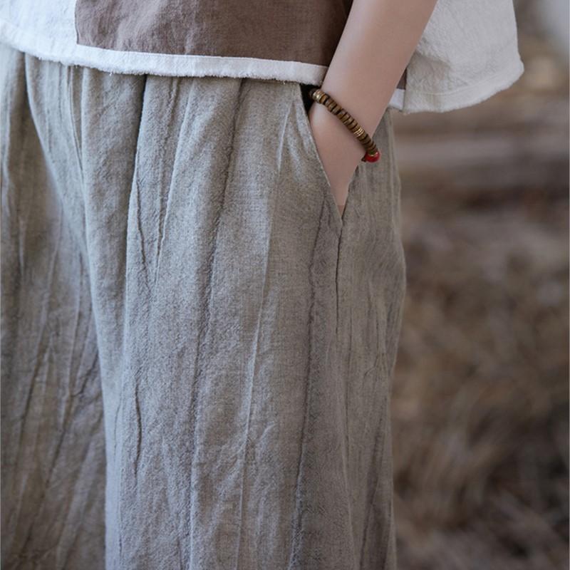 Johnature Женские винтажные широкие брюки с эластичной резинкой на талии, летние свободные женские повседневные брюки до щиколотки