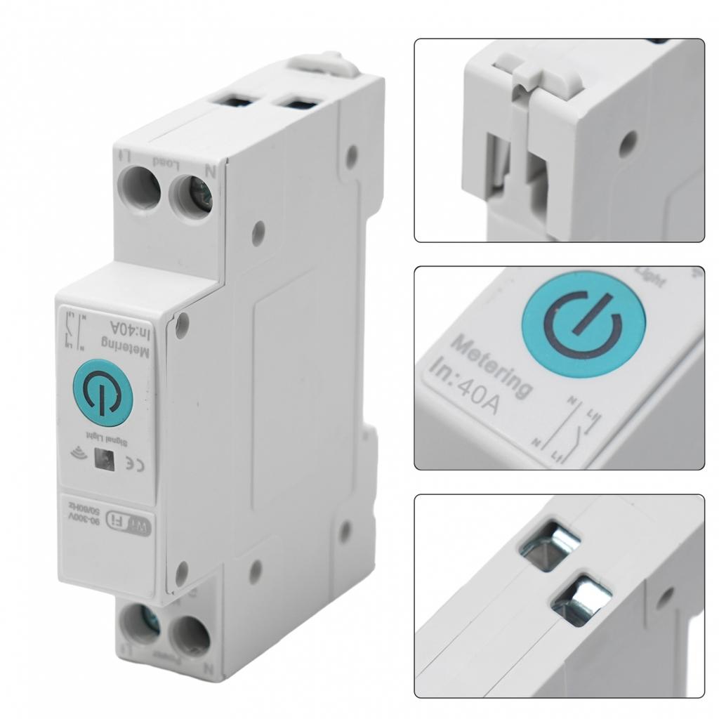With Metering WIFI Smart Switch 1P+N 82*50*18mm Circuit Breaker