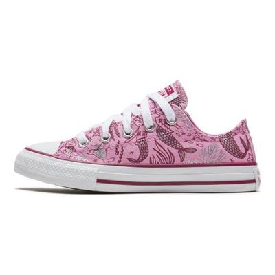 Chuck Taylor All Star Дышащие Амортизирующие Низкие Кеды из Канваса Детские Кроссовки Розовые 667204C