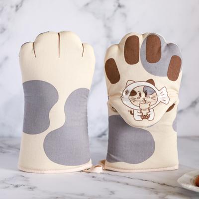 Хлопковые прихватки для духовки с когтями кошки, перчатки для духовки, защищающие от ожогов, держатель для миски, держатель для духовки, зажим для рук, кухонные принадлежности, прихватки, кухонные перчатки
