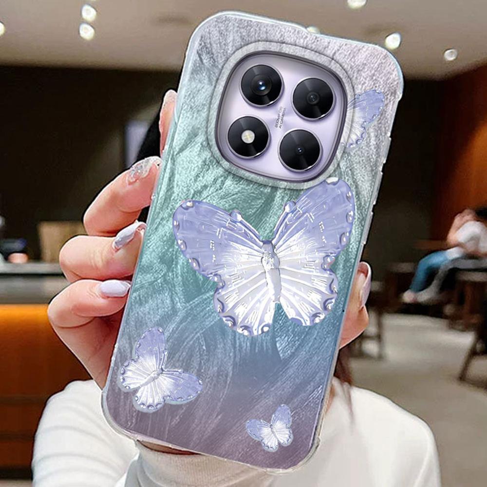 Purple Butterfly Phone Cases For Xiaomi Redmi Note 14 13 Pro 14C 13C A5 A4 A3 13T 14T Schmetterlinge Silicone Couple Funda Cover