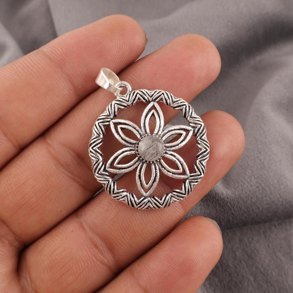 Подвеска из черного рутила, ювелирные изделия из цельного серебра 925 пробы с драгоценными камнями, подвеска ручной работы, на День благодарения