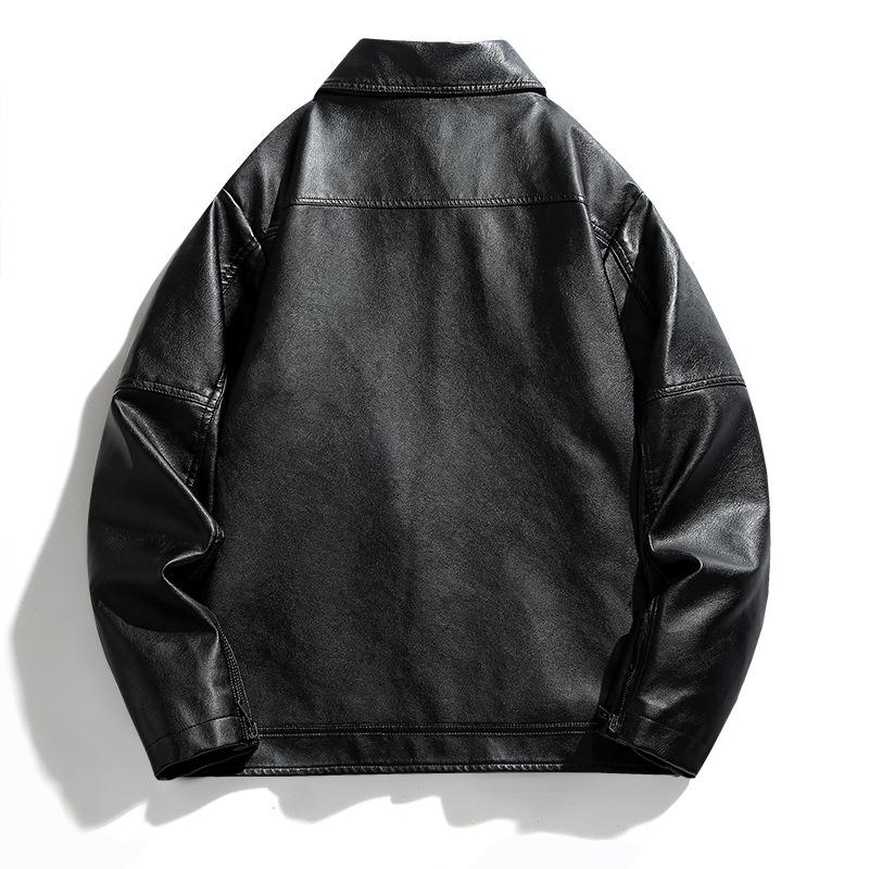 Новая мужская кожаная куртка с лацканами, мотоциклетная куртка, кожаная куртка, мужская корейская версия, свободная молодежная мужская одежда