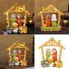 Christmas Nativity Scene Figurines Religious Ornament Set with LED Light for Indoor Display Tabletop Holiday Decors