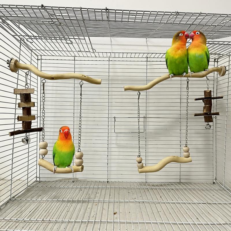 Parrot Suspension Bridge Rest Swing Toy Eco-Friendly Natural Wood Perch Stand for Budgerigar Cockatiel Bird Play Accessory