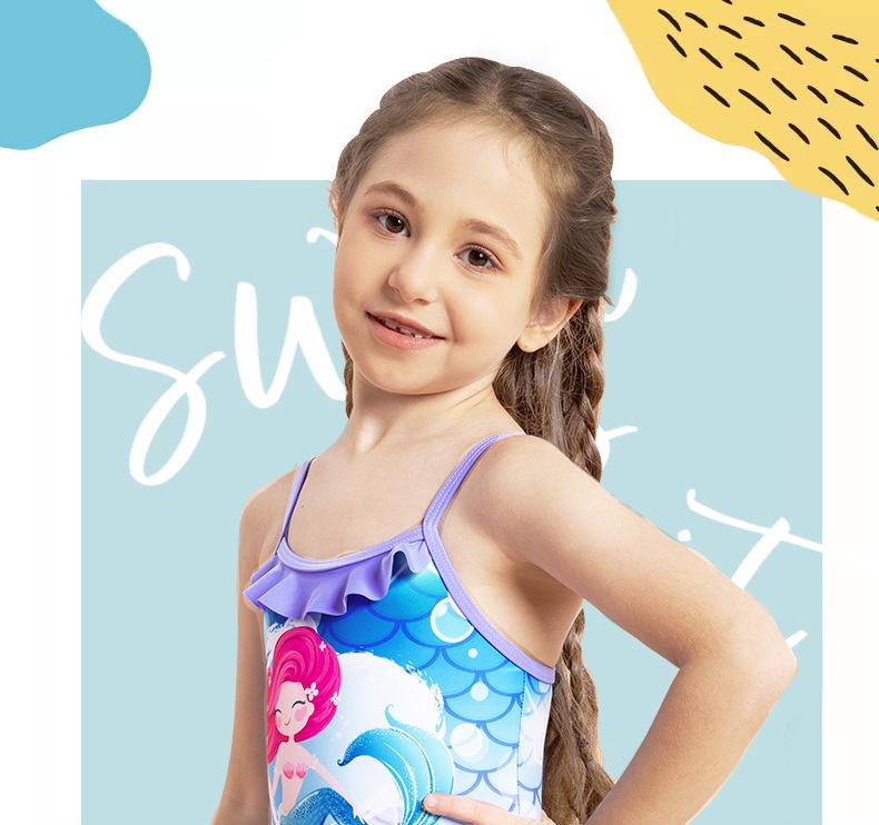 Купальник-халтер с оборкой и принтом «Русалочий хвост» для девочек (2025)