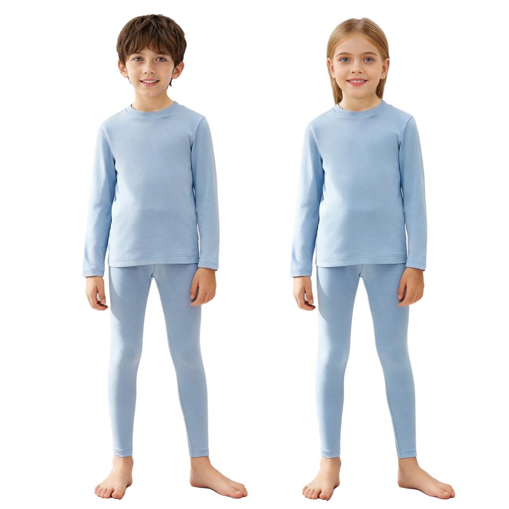 Детский термобельевой комплект из 2 предметов: Теплый топ с круглым вырезом и длинными рукавами и леггинсы на эластичном поясе для девочек и мальчиков, зимняя одежда для сна