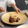 Hammer Texture Ceramic Golden Shallow Plate Steak Plate Dessert Dish Salad Plate Service Plates Restaurant Creative Tableware
