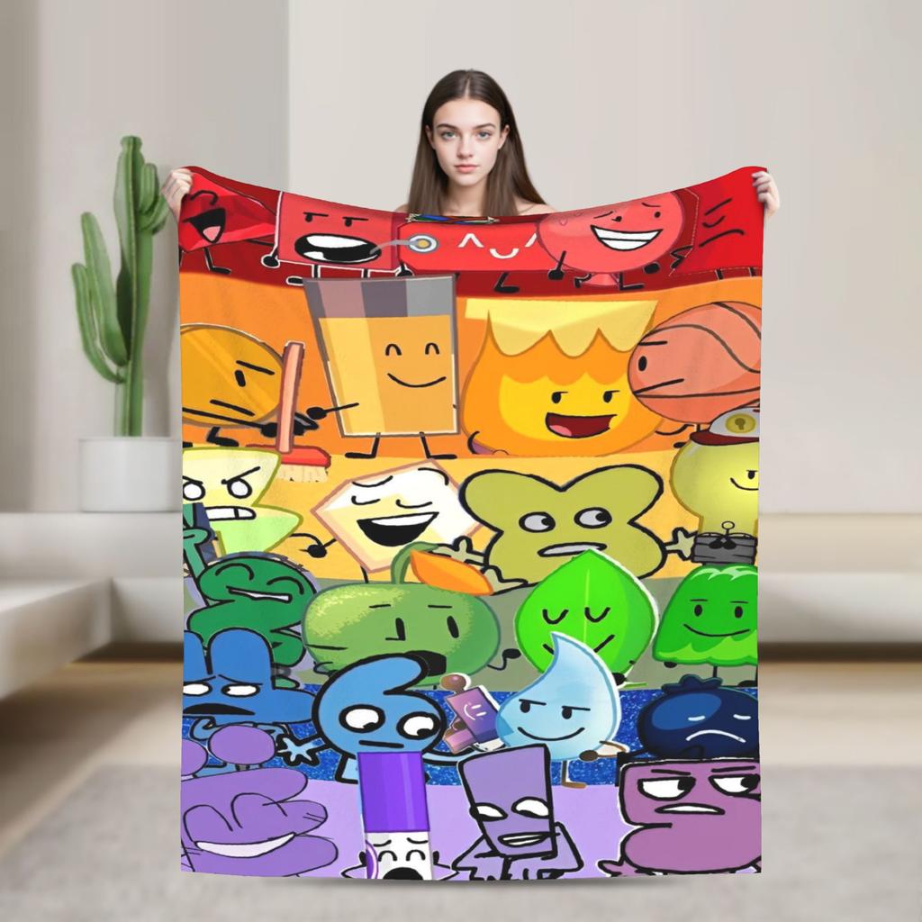 Cartoon Blankets Bfdi Flannel Funny Warm Throw Blanket for Home Autumn/Winter