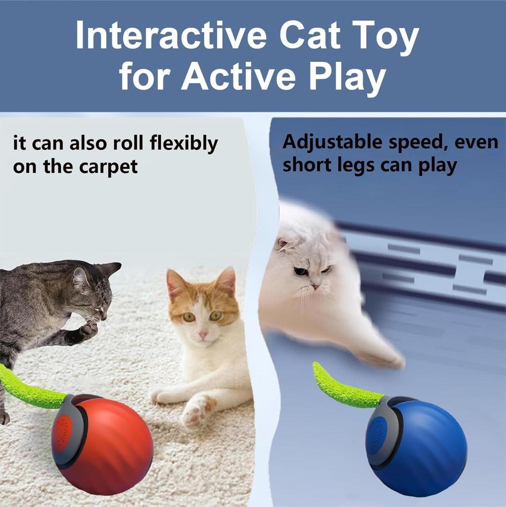 Игрушка для кошек, интерактивная игрушка для кошек, умная интерактивная игрушка для кошек, мяч, двухскоростная регулировка, сменный хвост