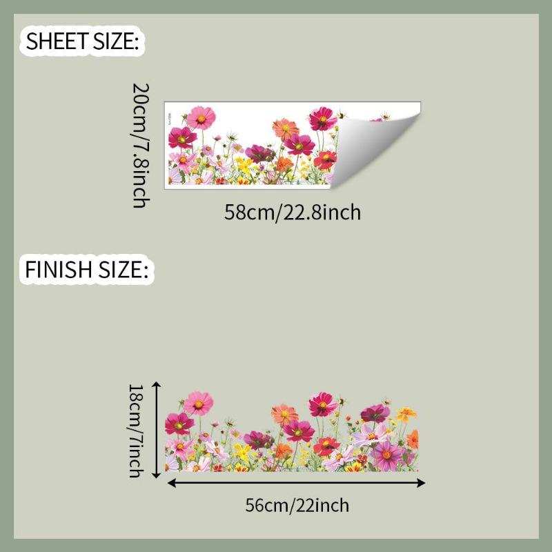 Красочные цветы и бабочки Электростатическая наклейка на стену для окон