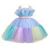 Девочки Красочное Лоскутное Платье Принцессы Без Рукавов Цветное Лоскутное Платье с Бантом Платье для Выступлений на Пианино 363 Любимое Платье Девочки