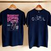 Unisex Women Two Side Printed Tee Cool Bike Graphic Front Retro Graffiti Cyclist Russian Text Back Vintage Outdoor Cycling T Shirt