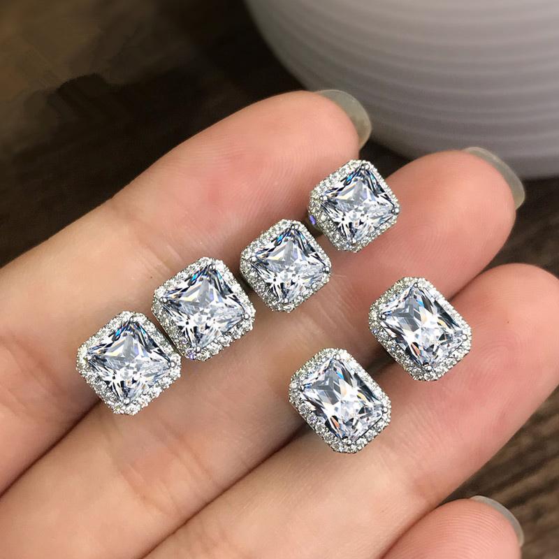 Gorgeous Green Cubic Zirconia Stud Earrings for Women Noble Wedding Party Earring Fine Birthday Gift Lady Fashion Jewelry