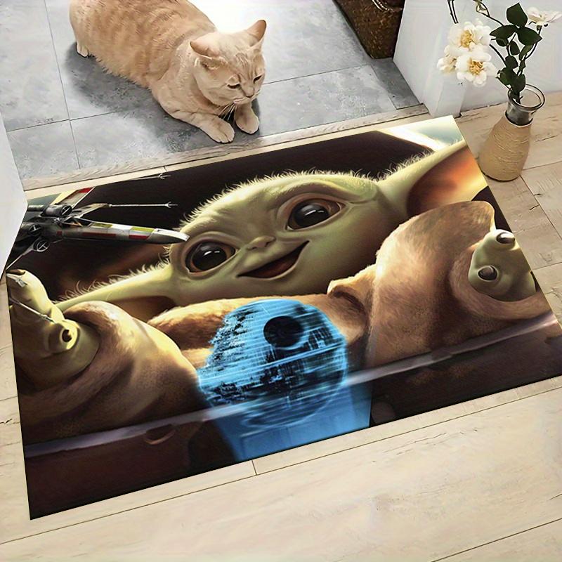 1pc Yoda Cartoon Carpet, 100% Polyester, Non-slip, Machine Washable, Waterproof, Outdoor Yard and Garden Decor, Home and Bedroom Decorative