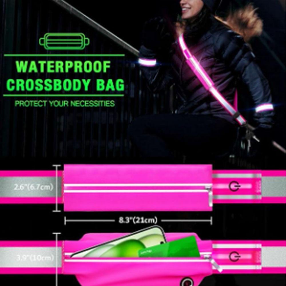 Night Safety Running Crossbody Bag Luminous LED Shoulder Straps Sport Reflective Belt Walking