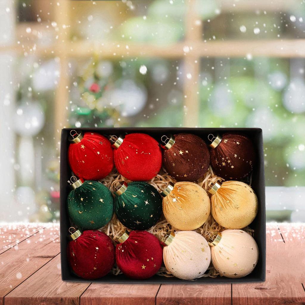 Флокированные рождественские шары, елочные украшения, подвески-шары, рождественский декор, прочные украшения для елки для